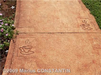 Sidewalk with coffee marks